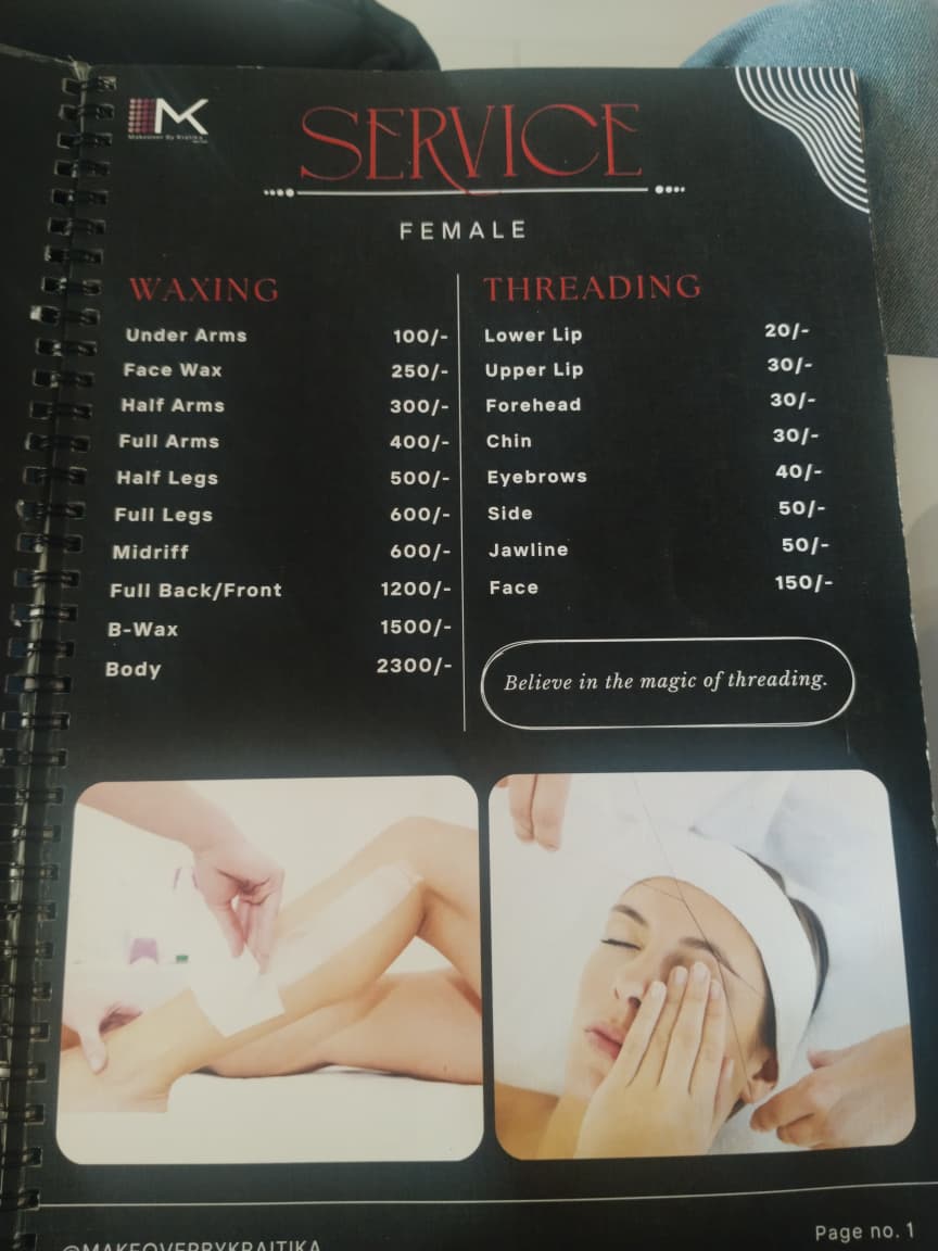 Waxing and Threading Menu - Makeover by Kratika Satna