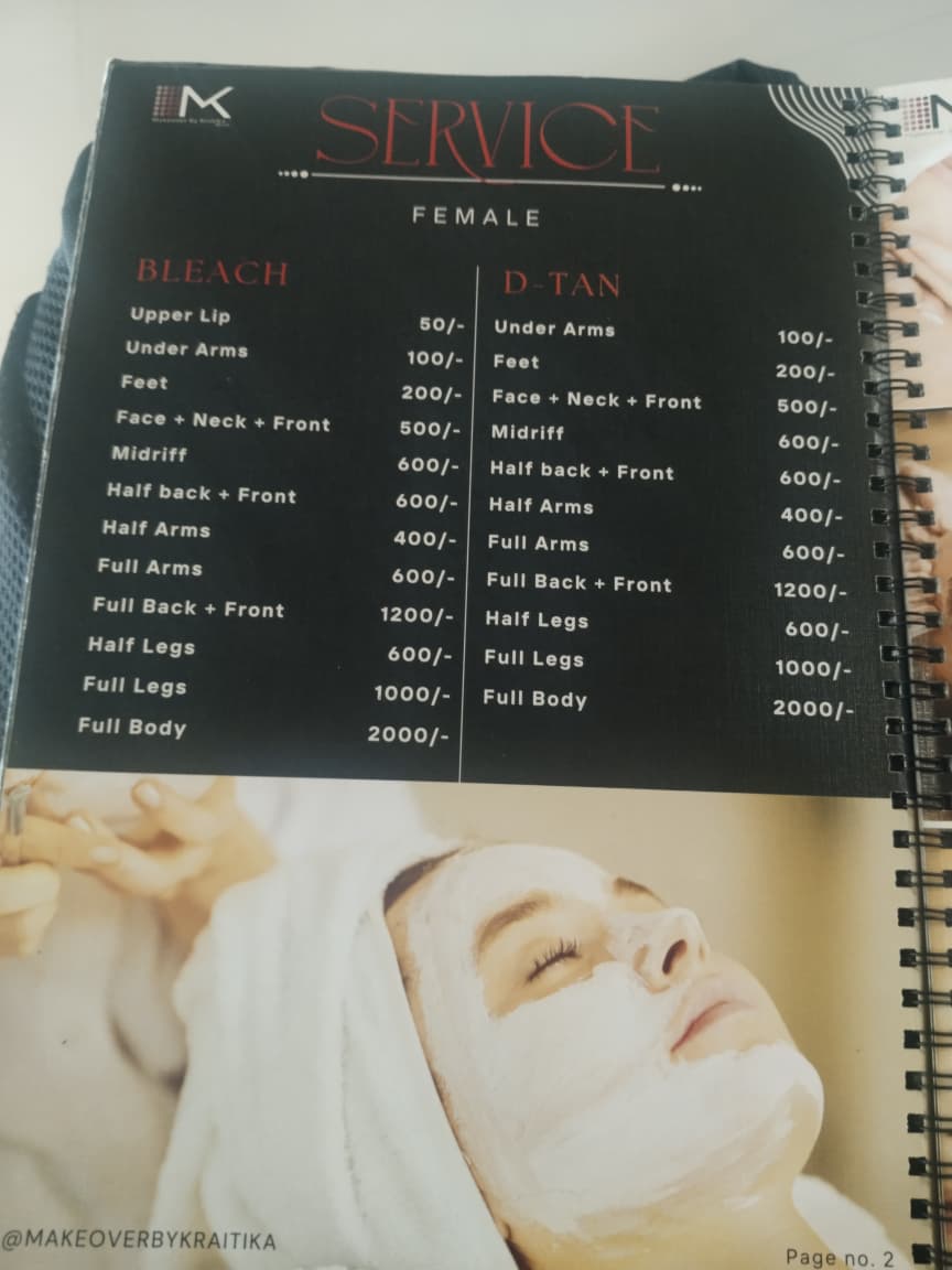 Cleanups and Bleach Menu - Makeover by Kratika Satna